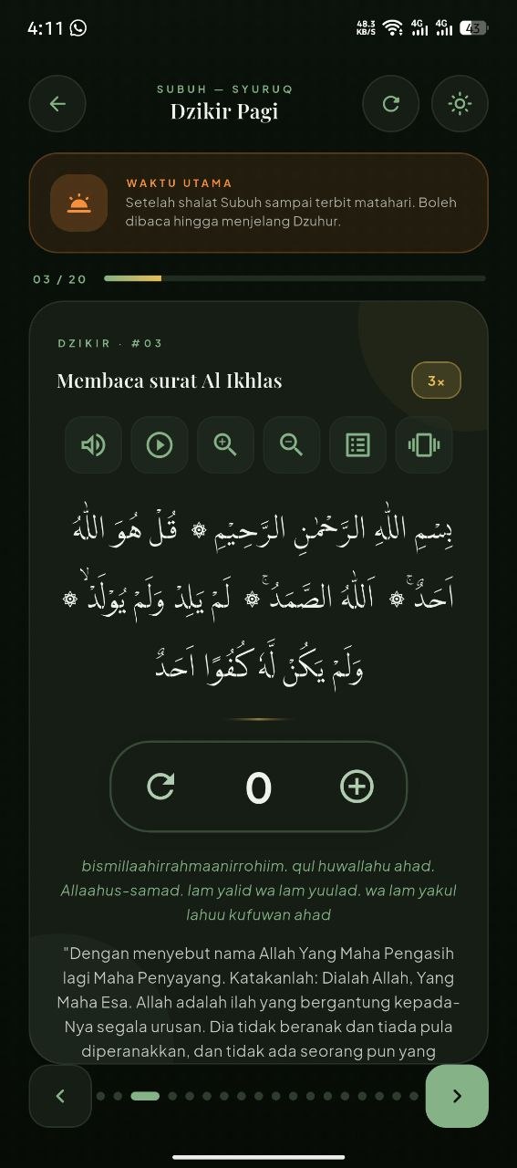Mode audio dan penghitung dzikir